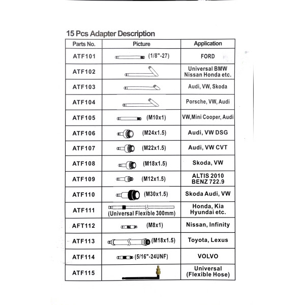 Ручной насос для замены масла в АКПП и КПП 10 л. + набор адаптеров Profline 30595
