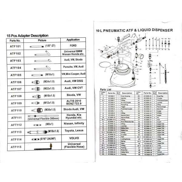 Комплект для замены масла в АКПП пневматический 6л Profline 30596