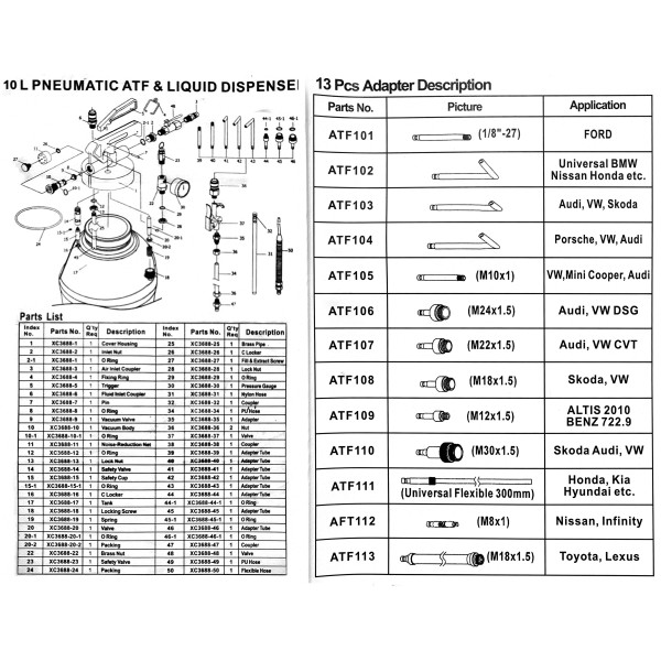 Комплект для замены масла в АКПП пневматический 10 л Profline 30597