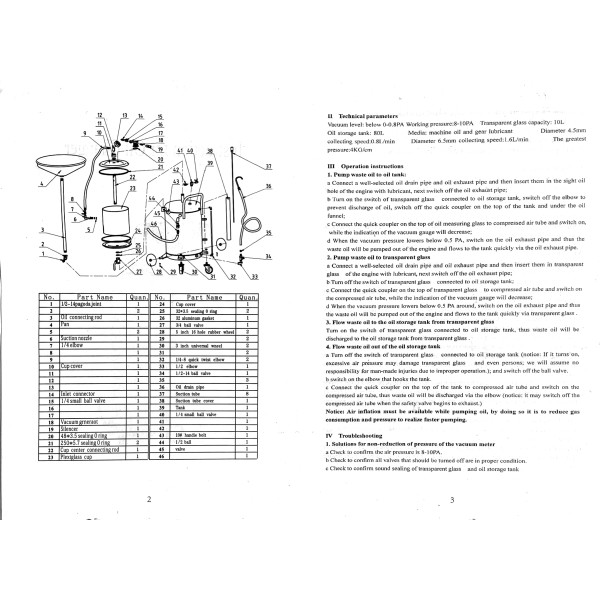 Установка для слива и вакуумной откачки масла с мерной колбой 80 л Profline 305991L