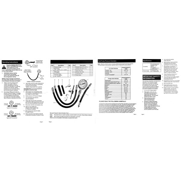 Набор для измерения давления топлива в инжекторных магистралях Profline 31013