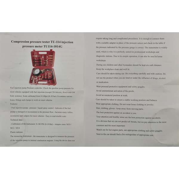 Набор для измерения давления топлива в инжекторных магистралях Profline 31211