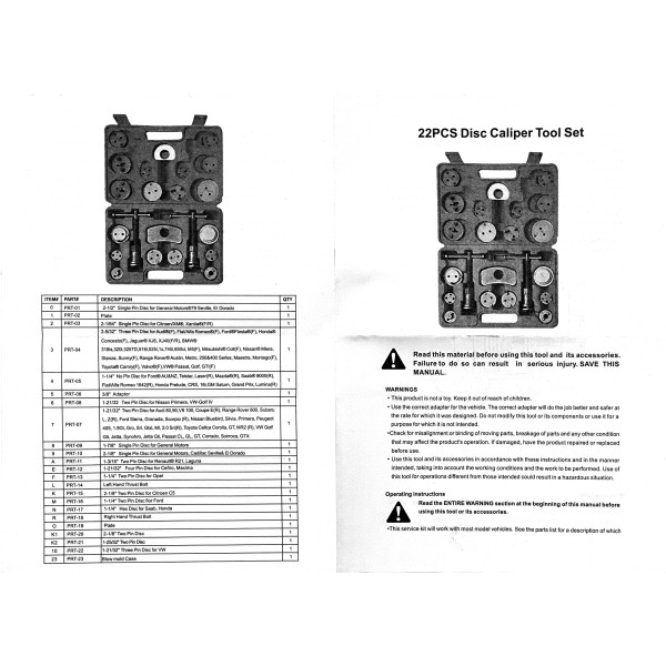 Приспособление для разведения тормозных цилиндров 22 ед. Profline 37429