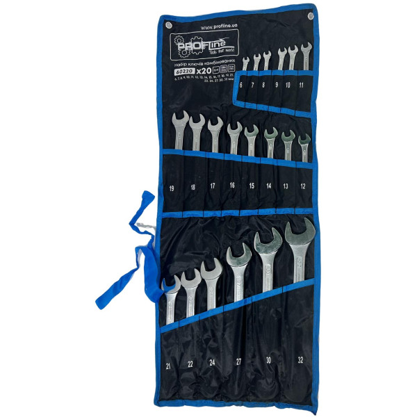 Набор комбинированных ключей на полотне 20 ед. Profline 60220