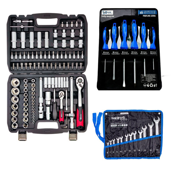 Набор инструментов 3в1 (набор 108 ед + ключи + набор отверток профессиональных 6 ед) Profline 61085-102