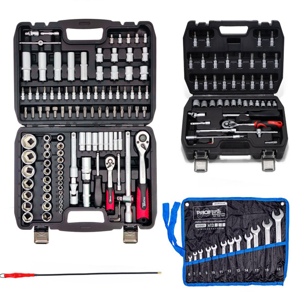 Набор инструментов 4в1 (набор 108 ед + ключи 12 ед + набор 46 ед. 1/4" + магнит) PROFLINE 61085-103