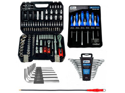 Набір інструментів 5в1 (Набір 111 од., ключі 12 од, Набір викруток 6 од, гнучкий подовжувач та шестигранники) Profline 61085-205