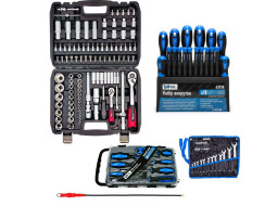 Набір інструментів 5в1 (набір 108 од, ключі на полотні, набір викруток 18 од, гнутий підовжувач і набір викруток професійних у кейсі 7 од. з намагнічувачем) Profline 61085-206