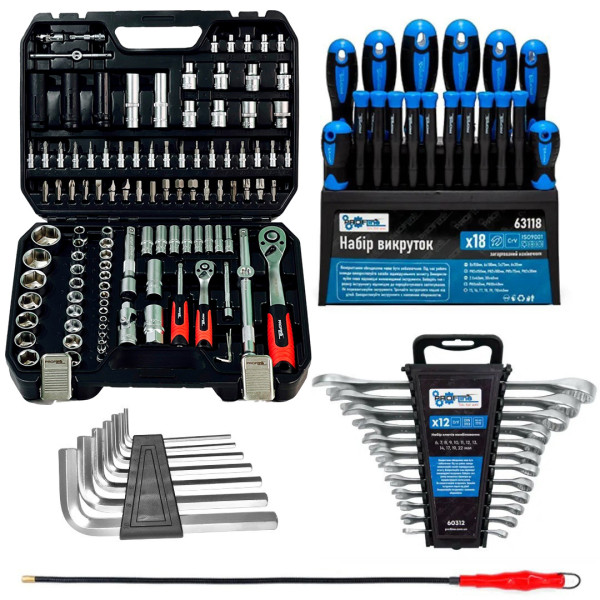 Набор инструментов 5в1 (Набор 111 ед, Набор отверток профессиональных 18 ед., Набор ключей 12 ед., гибкий удлинитель и шестигранники) Profline 61085-210