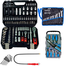 Набор инструментов 5в1(набор 111ед + магнит + отвертки 7ед + шecтигpaнники 7eд + ключи 12ед)Profline 61085-212