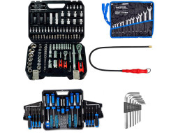Набір інструментів 5в1(набір 111од + набір викруток,бит,головок 63од + шecтигpaнникі 7oд + ключі 12од + магніт)Profline 61085-215
