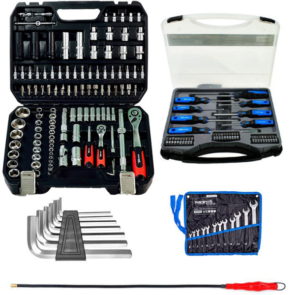 Набор инструментов 5в1(набор 111 ед+набор 38 ед+шecтигpaнники 7 ед+ключи 12 ед+магнит)Profline 61085-216