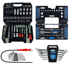 Набор инструментов 5в1 (Набор 111 ед, Набор ключей, Набор головок с отверткой 57 ед, гибкий удлинитель и шестигранники) Profline 61085-221