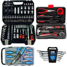 Набор инструментов 4в1 (набор 111 ед + набор слесарный 10 ед + отвертки 7 ед + ключи) Profline 61085-225