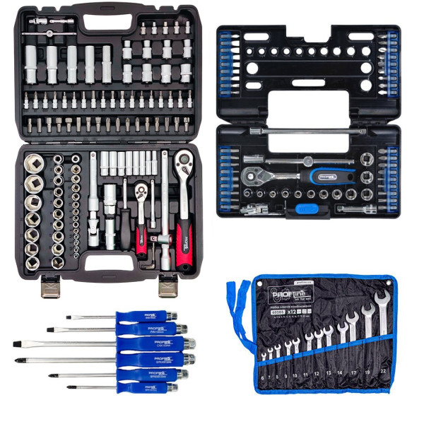 Набор инструментов 4в1 (набор 108 ед + набор ключей 12 ед + набор ударных отверток 6 ед + набор 57 ед) Profline 61085-314