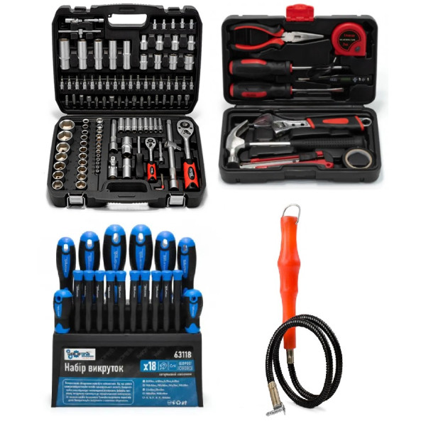 Набор инструмента 4в1 (набор 108 ед + набор отверток 18 ед + набор слесарный 10 ед + магнит) Profline 61087-200