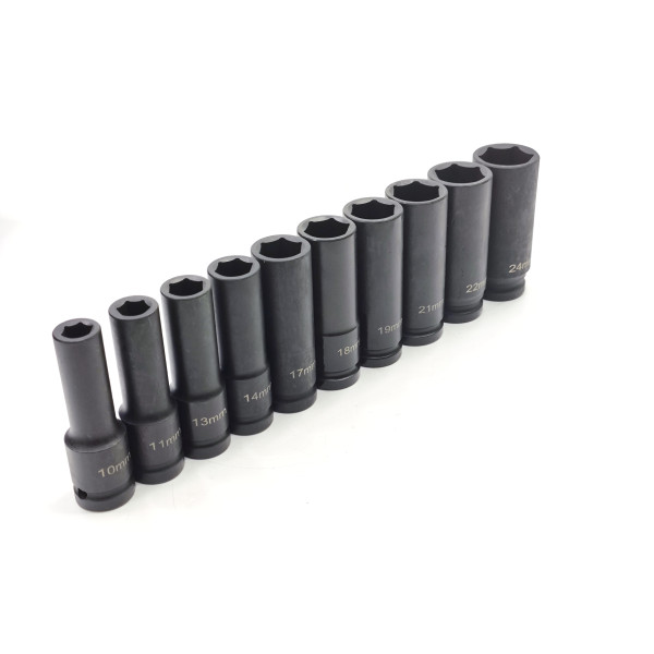Набор ударных глубоких головок 10–24 мм, 1/2", 6-гранных, 10 шт. Profline 68060