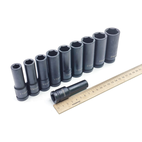 Набор ударных глубоких головок 10–24 мм, 1/2", 6-гранных, 10 шт. Profline 68060