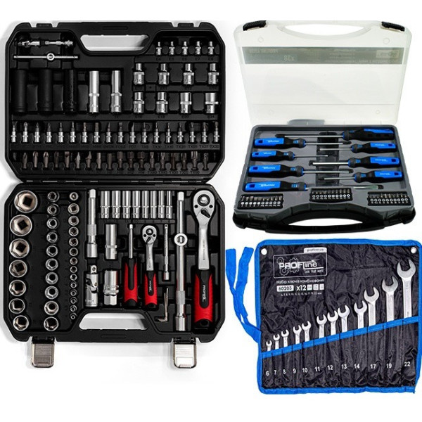 Набор инструмента 3в1 (набор 111ед + набор отверток с битами 38 ед + набор ключей 12ед) Profline 68111-110