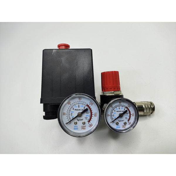 Прессостат к компрессору (2 манометра, редуктор 1 выход быстросъем ) Profline 7320A