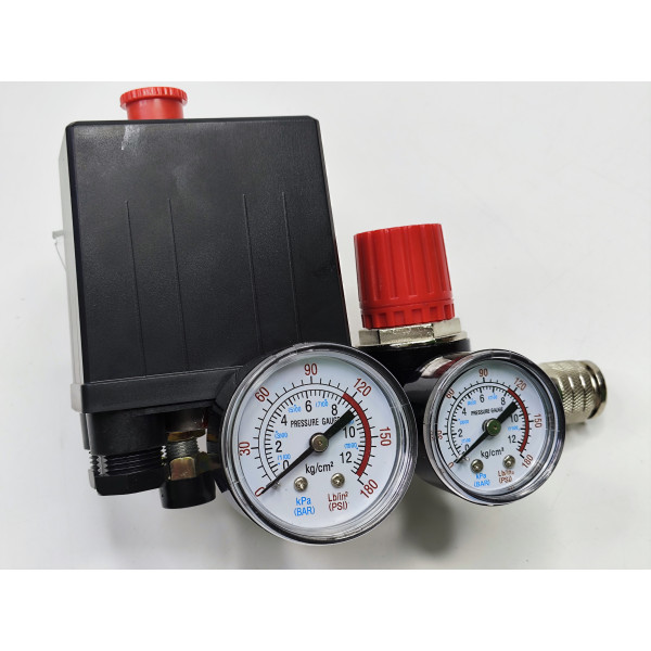 Прессостат к компрессору (2 манометра, редуктор 1 выход быстросъем ) Profline 7320A