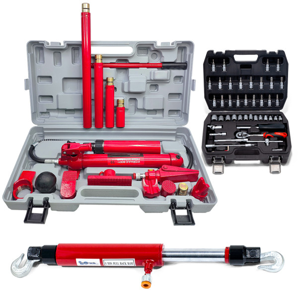 Набор инструмента 3в1 (комплект растяжек гидравл. 10т + стяжка гидравл.5т + набор 46 ед) Profline 97060-112