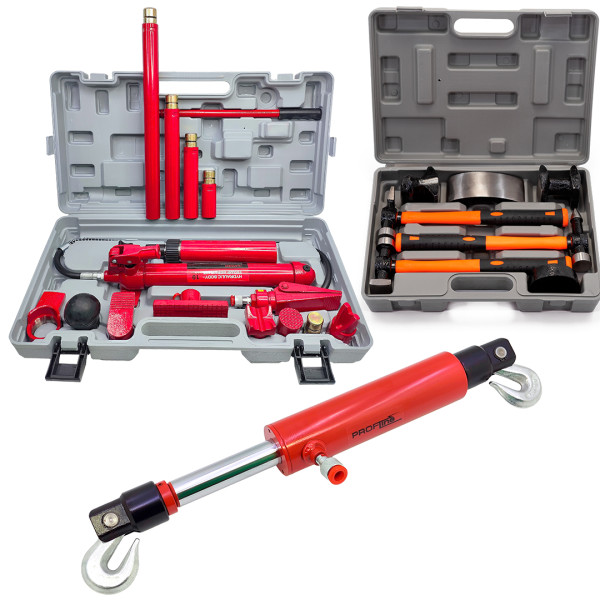 Набор инструмента 3в1 (растяжки гидравл.10т + стяжка гидравл. подвижный крюк 10т+молотки 7ед) Profline 97060-203