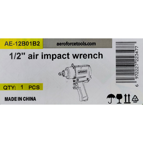 Гайковерт пневматический ударный 1/2' (720 Нм, 7500 об/мин, 3 кг) Aeroforce AE-12B01B2