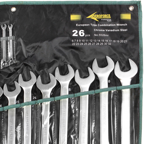 Набор комбинированных ключей 26 шт. на холсте (6-32 мм) Aeroforce AE-G5526