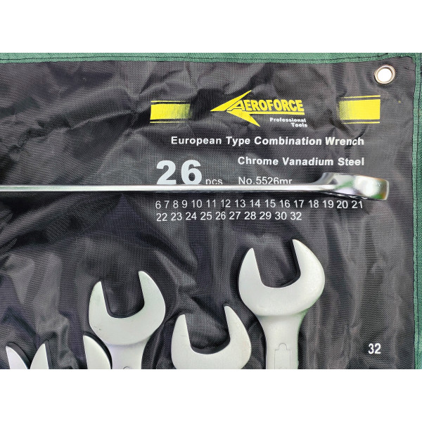 Набор комбинированных ключей 26 шт. на холсте (6-32 мм) Aeroforce AE-G5526