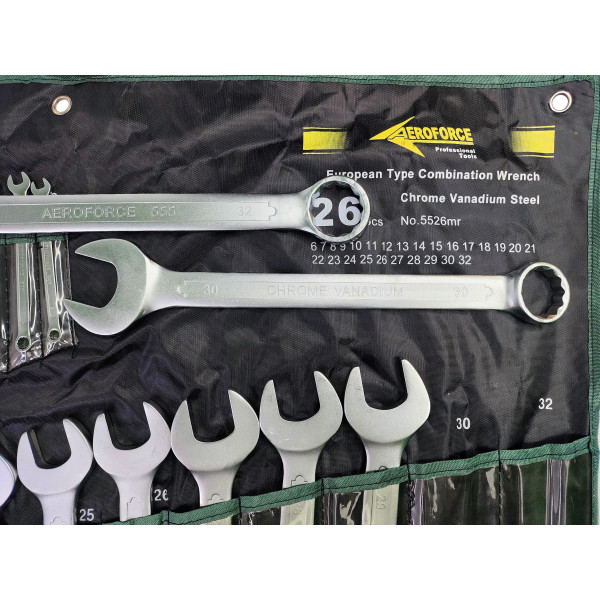 Набор комбинированных ключей 26 шт. на холсте (6-32 мм) Aeroforce AE-G5526