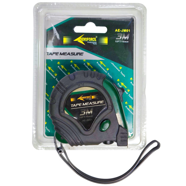 Рулетка с фиксатором 3 м Aeroforce AE-JM01