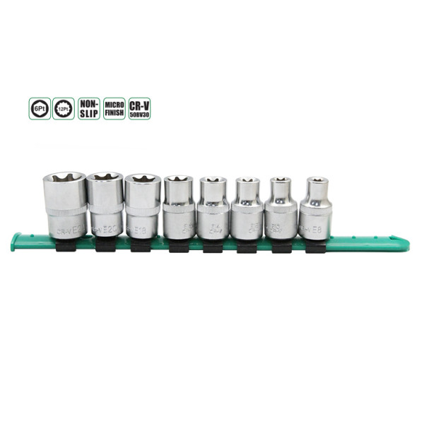 Набор головок 1/2" TORX E8-E24 на планке 8 ед. Aeroforce AE-M0108-2