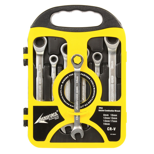 Набор ключей комбинированных с трещоткой (72 зуба) 7 ед. в кейсе Aeroforce AE-M0507