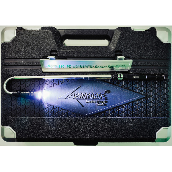 Набор профессиональных инструментов (1/2', 1/4') 110 ед. Aeroforce AE-S108+2