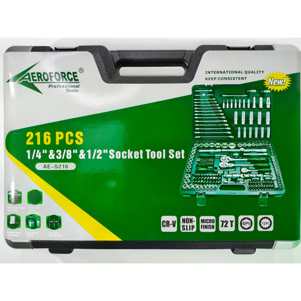 Набор профессиональных инструментов (1/2', 1/4', 3/8') 216 ед. Aeroforce AE-S216