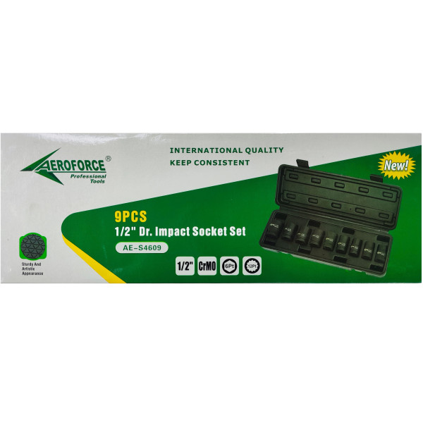 Набор ударных головок 1/2' в кейсе 9 ед. (10-22 мм) Aeroforce AE-S4609