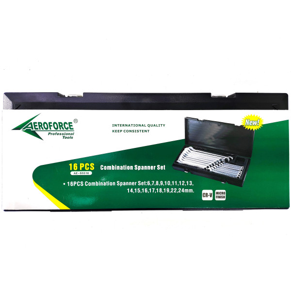 Набор комбинированных ключей 16 шт. (6-24 мм) в кейсе Aeroforce AE-S5516