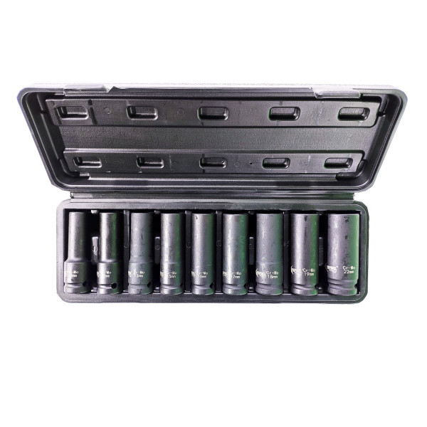 Набор ударных головок длинных 1/2' (10-22 мм) 9 ед. в кейсе Aeroforce AE-S6609