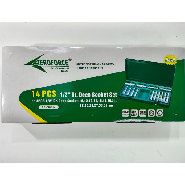Набор головок длинных 1/2' (10-32 мм) 14 ед. Aeroforce AE-S8814