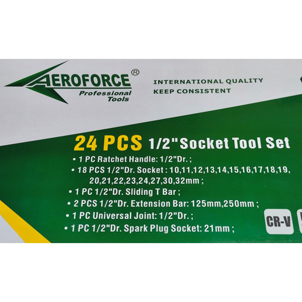 Набор профессиональных инструментов 1/2" (10-32 мм) 24 ед. Aeroforce AE-T24
