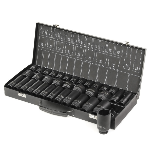 Набор ударных головок 1/2' (8-32мм) 35 ед. в кейсе Aeroforce AE-T35