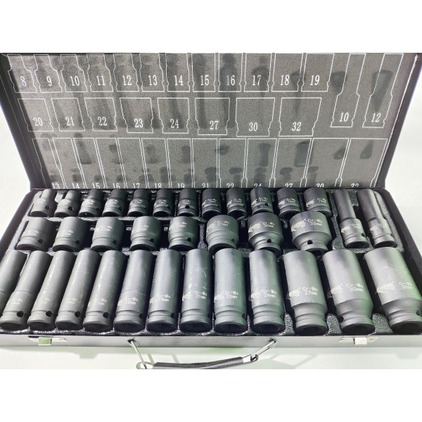 Набор ударных головок 1/2' (8-32мм) 35 ед. в кейсе Aeroforce AE-T35