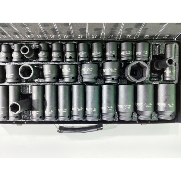 Набор ударных головок 1/2' (8-32мм) 35 ед. в кейсе Aeroforce AE-T35