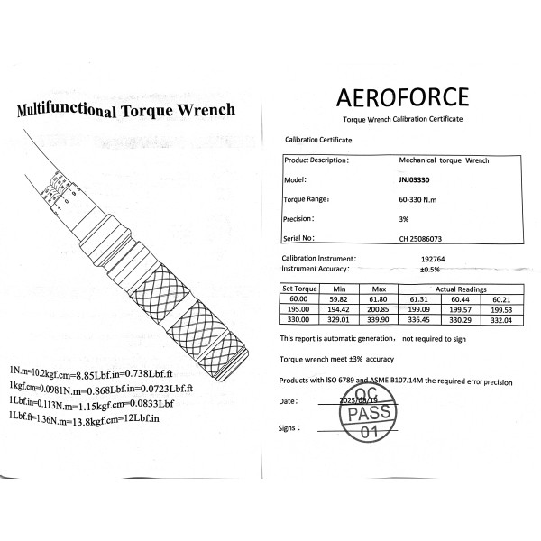 Динамометричний ключ клацального типу 1/2" 60-330 Hм Aeroforce JNJ03330