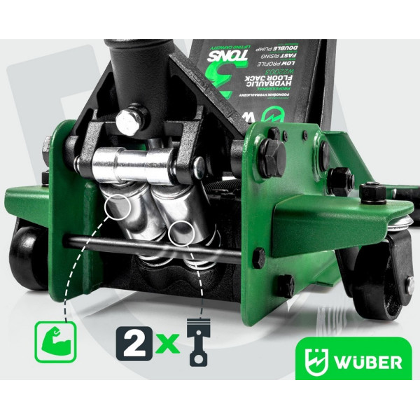 Домкрат подкатной низкопрофильный 3т 75-505мм в в кейсе Wuber W22003