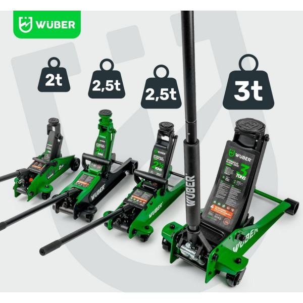 Домкрат подкатной низкопрофильный 3т 75-505мм в в кейсе Wuber W22003